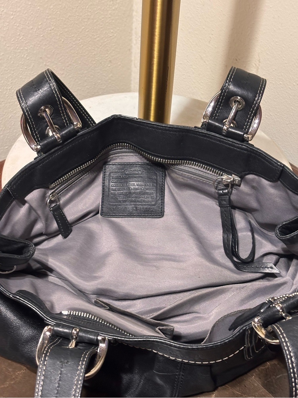 Coach Black Leather Satchel with Silver Hardware - Picture 3 of 5